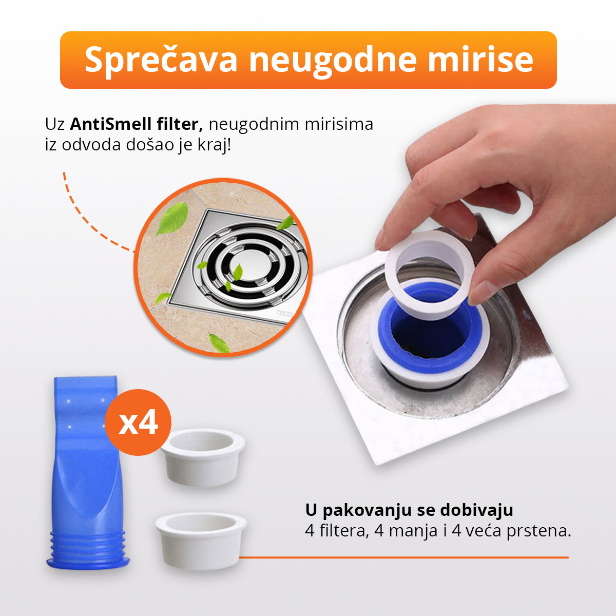 AntiSmell - Filter protiv neugodnih mirisa iz odvoda (4 komada)